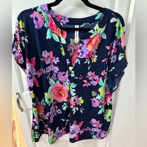 Floral V-Neck Blouse - Multicolor